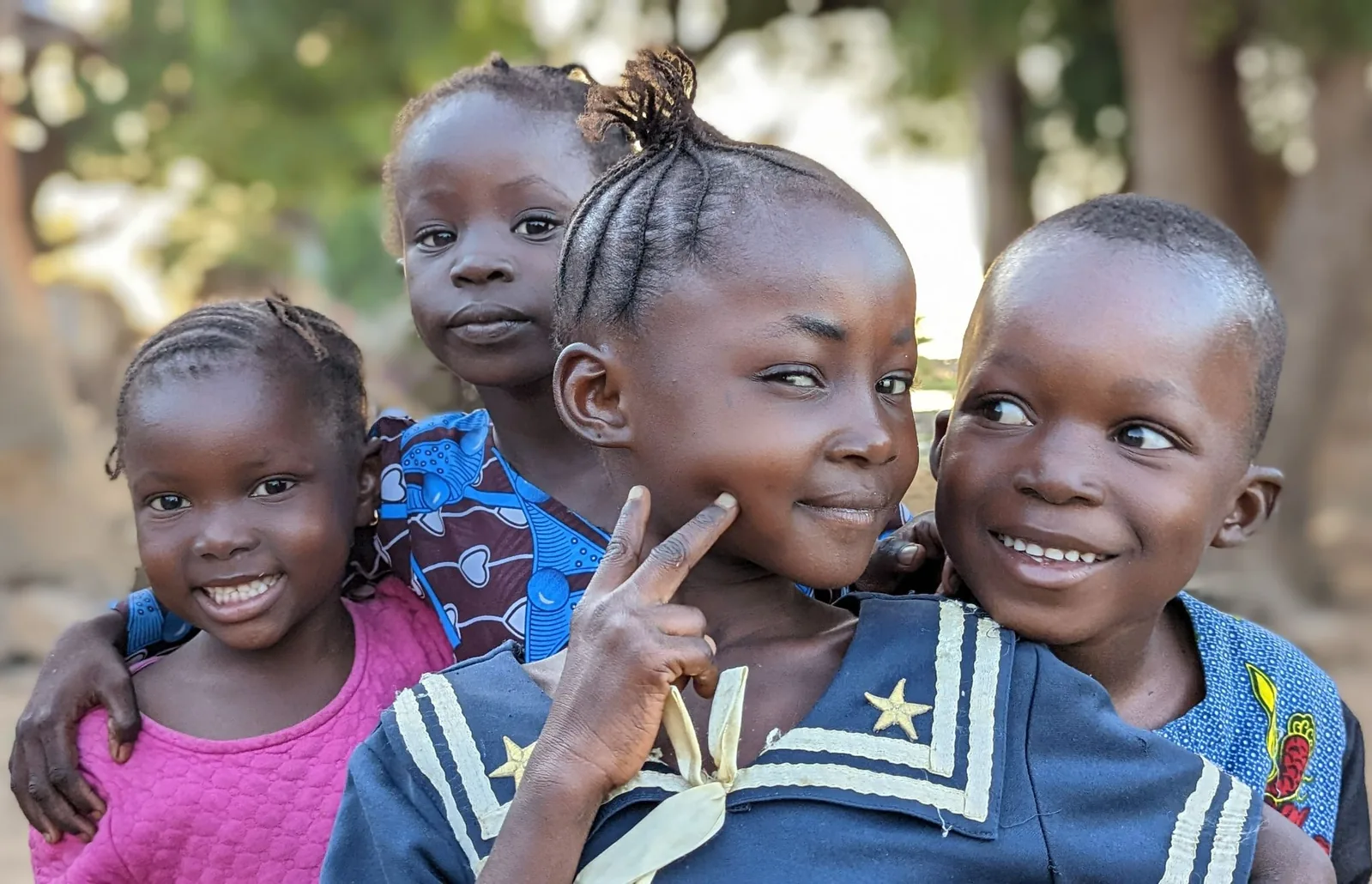 Children and community visit in Mali