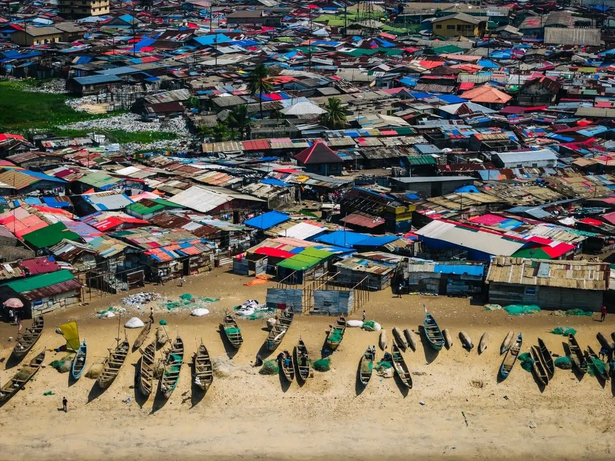 Riverside fishing village in West Africa